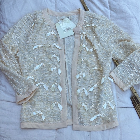 A'Reve summer lightweight  Lace Cardigan with Ribbon Accents small - Picture 8 of 12